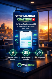 WapiBotix official WhatsApp Business API In Rajasthan platform interface displaying automated sales tools and instant auto-reply features for local businesses.